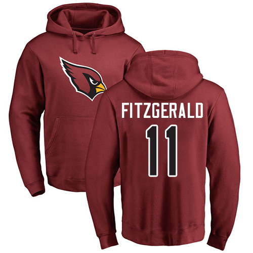 Arizona Cardinals Men Maroon Larry Fitzgerald Name And Number Logo NFL Football 11 Pullover Hoodie Sweatshirts